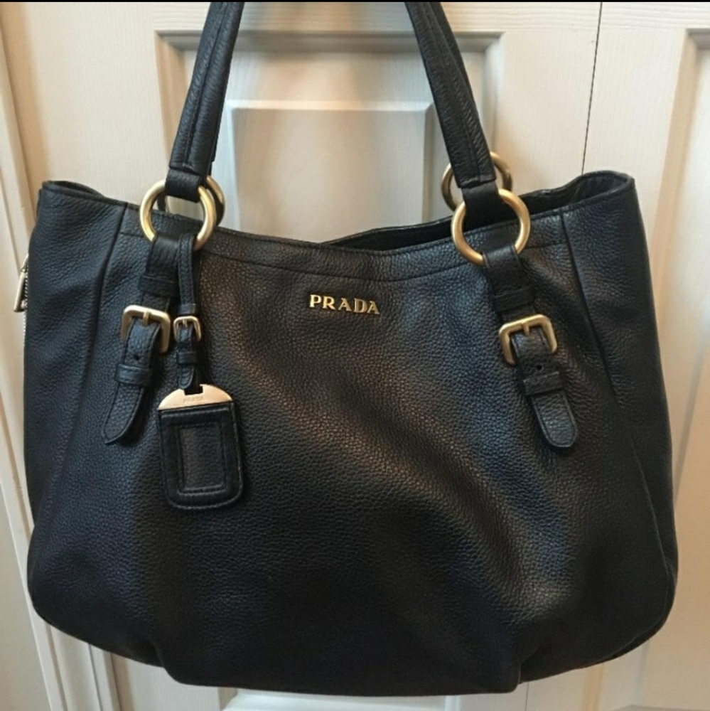 Prada Black Handbag Purse Leather Large bag